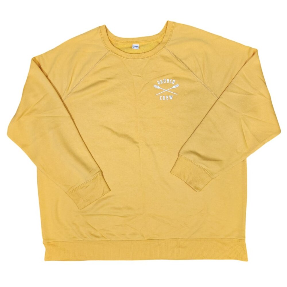 Old Navy Yellow "Brunch Crew" Pullover Sweatshirt 2XL
